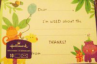 Hallmark I'm Wild About The... Animals Thank You Note Cards Set of 10 With Stickers