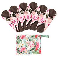 7pcs Set 1 pc Bonus Free Mini Wet Bag +6pcs Bamboo Reusable Sanitary Pads/Washable Absorbent Cloth Menstrual Pads (Small, Orange)