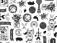 Printed Tissue Paper for Gift Wrapping with Design (Black & White Farmhouse Illustrations) - Decorative Gift Tissue Paper, 24 Large Sheets (20x30)