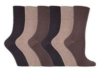 IOMI - 6 Pack Women Thin Non Binding Extra Wide Loose Top Cotton Diabetic Socks (5-9 US, Brown LA6)