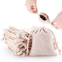 50pcs Small Cotton Double Drawstring Bags Reusable Muslin Cloth Gift Candy Favor Bag Jewelry Pouches for Wedding DIY Craft Soaps Herbs Tea Spice Bean Sachets Christmas, 4x4.5 inch