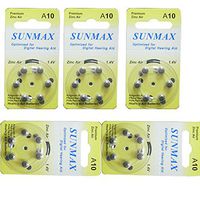 Sunmax 30 X Hearing Aid Batteries A10 10A Za10 10 Pr70