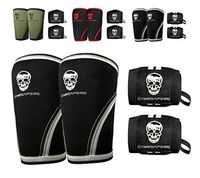 Gymreapers Elbow Sleeves (1 Pair) W/Bonus Wrist Wraps - Support & Compression for Powerlifting, Weightlifting, Bench & Tendonitis 5mm Neoprene Sleeve - for Men & Women - 1 Year Warranty (Medium)