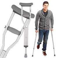 Pivit Lightweight Aluminum Underarm Crutches | Tall Adult 5' 10"-6' 6" | High-Quality Anodized Aluminum | Stair Deflector Stops Step Slipping | Comfortable Underarm & Handgrip Pads | Fully Assembled