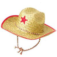 Kids Straw Cowboy Sheriff Party Hat W/star, 1 Pack, Color May Vary