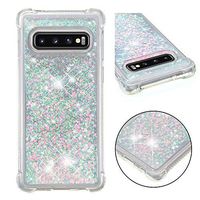 Cfrau Liquid Case with Black Stylus,Women Girls Luxury Love Hearts Stars Bling Glitter Diamond Sparkle Floating Shockproof Quicksand TPU Case Compatible with Samsung Galaxy S10E,Pink Stars