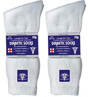 Diamond Star Doctor Approved Diabetic Crew Socks Unisex 3, 6 or 12 Pairs Pack (6 Pairs White, Men's 10-13/ Fits Men's Shoe Size 7-12)