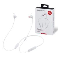 Phiaton BT 120 NC White Bluetooth Wireless Noise Cancelling Earbuds - Neckband Headphones with Inline Mic, BT Earphones with Active Noise Cancellation and IPX4 Certified Water Resistant