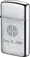 Personalized Zippo Slim Brushed Chrome Lighter with Monogram Engraving