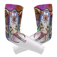 LEVEIS Watercolor Indian Elephant Arm Sleeves UV Protection for Men Women Sunblock Protective Gloves Running Golf Cycling Driving Long Arm Cover 1 Pair