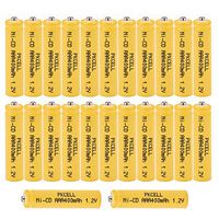 AAA Rechargeable Batteries NICD 1.2V 400mAh Button Top Count 24Pcs