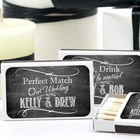 Chalkboard Personalized Matches for Wedding Favors - Custom Wedding Matches (Set of 50 Matchboxes) (White Box)