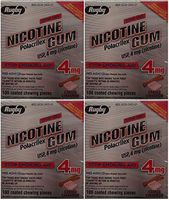 Nicotine Gum 4mg Sugar Free Coated Cinnamon Generic for Nicorette 100 Pieces per Box Pack of 4 Total 400 Pieces