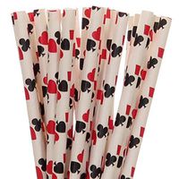 Black and Red Playing Cards Paper Straws (100)