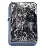 Albrecht Durer Knight Death Devil Windproof Refillable Flip Top Oil Lighter with Tin Gift Box D-211