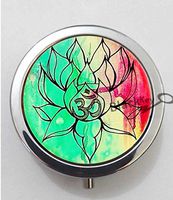 BlackKey Om Symbol Lotus Flower Yoga 3-Compartment Decorative Pocket Gift Box Case Organizer for Pill, Color 1 -141