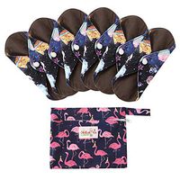 7pcs Set 1 pc Bonus Free Mini Wet Bag +6pcs Bamboo Reusable Sanitary Pads/Washable Absorbent Cloth Menstrual Pads (Medium, Starry Sky)