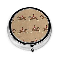 Equestrian Horse Pill Box Case, Portable Medicine Tablet Vitamin Holder Organizer with 3 Compartment for Purse Pocket Travel Gift