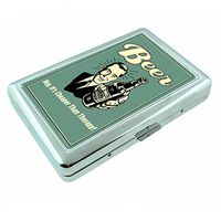 Vintage Bar Signs Cocktails S3 Silver Cigarette Case Metal Wallet Id Holder 4" X 2.75" RFID Protection