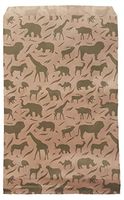 50 Bags Flat Plain Paper or Patterned Bags for candy, cookies, merchandise, pens, Party favors, Gift bags (6" x 9", Animal Zoo Print)