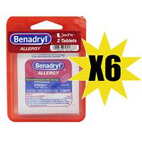 Uni's Benadryl Allergy Single Dose Travel Size Tablets 6-Pack of Each. Effective Relief for Rash, Itching, Watery Eyes, Itchy Nose/Throat, Runny Nose, and Sneezing.