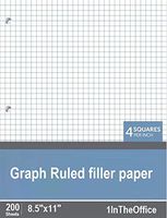 1InTheOffice Graph Ruled Filler Paper, 8.5 x 11, 100 Sheets, White, 2 Pack