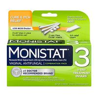 Monistat 3 Vaginal Antifungal 3 Day Treatment Ovule Inserts Dual Action System Combination Pack