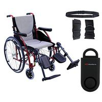 Karman S-Ergo 115 Ultra Lightweight Ergonomic Wheelchair | Seat Size 20" X 17" | Upgraded to Elevating Legrests | Quick Release Wheels in Red & Free 130 dB Black Safety Alarm! + Black Belt!