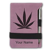 Mini Notepad, Marijuana Leaf, Personalized Engraving Included (Pink)