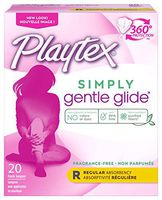 Playtex Gentle Glide Tampons with Triple Layer Protection, Regular, Unscented - 20 Count (Pack of 2)