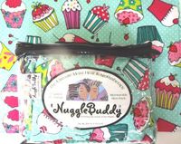 'NUGGLEBUDDY Microwaveable Moist Heat & Aromatherapy Organic Rice Pack. Cold Pack. Teal Flannel"COOKIE'S CUPCAKES" with HOT CHOCOLATE Scent!