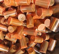 19 DRAM POP TOP Bottles Qty Size Count CASE Squeeze top Rx Pill Bottles Prescription Crafts Coins Storage Medicine 420 Containers Made in USA (50 PCS, Amber - Transparent)