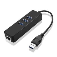 3-Port USB 3.0 Hub with Ethernet USB Hub, ZACTEK, Supporting RJ45 10/100/1000 Mbps Ethernet Network USB Hub Compatible with iMac Macbook Microsoft Surface Tablet Laptop PC Computer