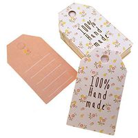 Flower Pattern 100% Hand Made Design Paper Gift / Price Tags with Color Twine for Gift Wrapping Packaging, Set of 48