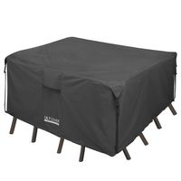 ULTCOVER 600D Tough Canvas Durable Square Patio Table and Chairs Cover - Waterproof Outdoor General Purpose Furniture Covers 94 inch, Black