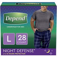 Depend Night Defense Incontinence Underwear for Men, Overnight, Disposable, Large, 28 Count (2 Packs of 14) (Packaging May Vary)