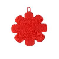14x12cm Dish washing Brush, Silicone Washing Sponge Cleaning Brush Scrubbers, Multipurpose Silicone Dish Washing Brush For Pot, Pan, Fruit (Red)