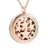 love of life SS0129 Rose Gold Star Heaven Essential Oil Diffuser Locket Pendant Necklace Perfume Aromatherapy Body Necklace+12 Pads