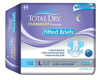 TotalDry Overnight Fitted Briefs (Large) - 2 Bags of 14