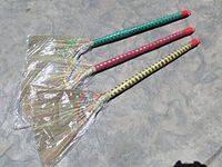 2x lot of 3 pieces Vietnamese soft fan straw broom with plastic wrap straw handle (chổi lúa) 40 inch 6 brooms total