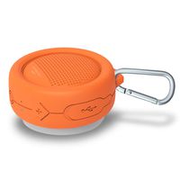 Xoopar Waterproof Bluetooth Shower Speakers, Outdoor Wireless Portable Speaker with Removable Suction Cup & Carabiner, Support TF Card, Soft Silicone for Camping, Beach, Sports, Pool Party (Orange)