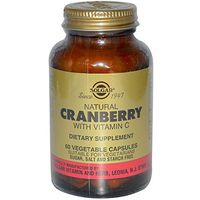 Solgar, Natural Cranberry, with Vitamin C, 60 Veggie Caps - 2pc