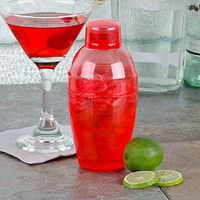 Fineline RED 14 oz Plastic Cocktail / Bar Shaker, 1 EACH w/ FDL Party picks