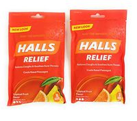 HALLS Tropical Fruit Flavor Menthol Drops, 30 Per Bag (Pack of 2)