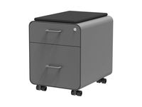 Monoprice Round Corner 2-Drawer File Cabinet - Gray, Lockable with Seat Cushion - Workstream Collection