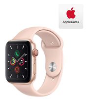 Apple Watch Series 5 (GPS + Cellular, 44mm) - Gold Aluminum Case with Pink Sport Band with AppleCare+ Bundle