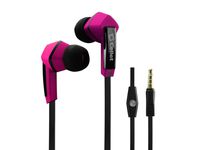 LG Aristo 2" Cellet Square 3.5mm Flat Wire Stereo Hands-Free Ear Buds with Soft Ear Gel -Pink