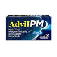 Advil PM (200 Count) Pain Reliever/Nighttime Sleep Aid Caplet, 200mg Ibuprofen, 38mg Diphenhydramine, 200 Count