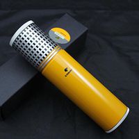 New Yellow Cylindrical Travel Cigar Hydrating 3 Tube Humidor with Hygrometer (Yellow)