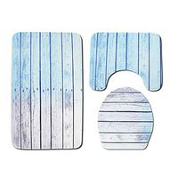 TbpersicwT Home bedroom carpet door mat, 3Pcs/Set Washable Anti Slip Ocean Pattern Carpet Bathroom Toilet Floor Mat Rug - Blue